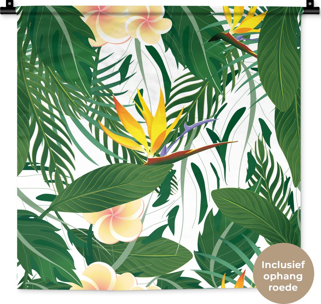MuchoWow Wandteppich Wandbehang Blätter - Blüten - Paradiesvogelpflanze 60x60 cm Tapisserie Dekoration Wandtuch - Dekorationen - Wand Decke