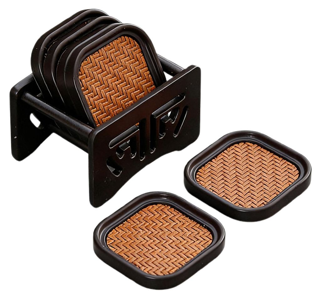 6er-Set isolierte Untersetzer aus Rattan, hitzebeständig, rutschfest, quadratisch, für Teetassen, multifunktional, für Couchtisch, Büro oder Te...