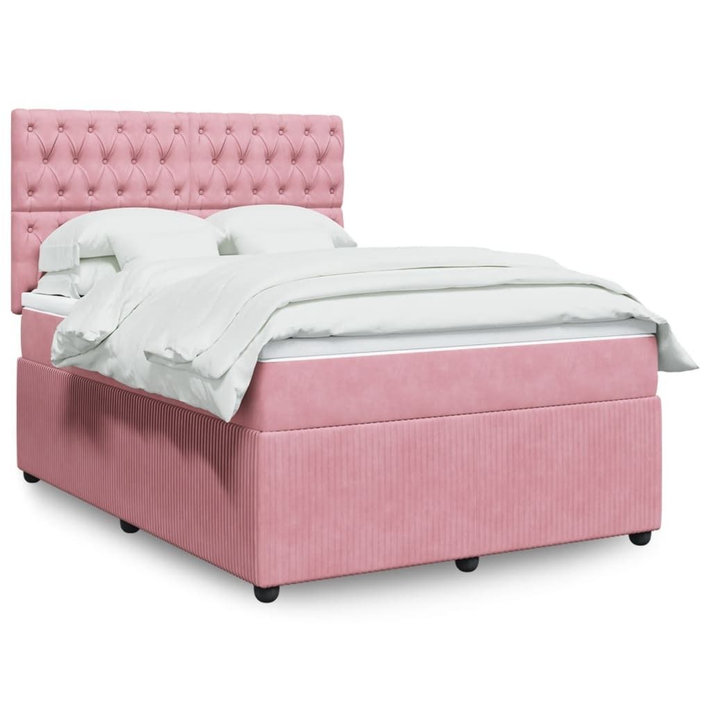 Möbel Boxspringbett mit Matratze Rosa 160x200 cm Samt - Klassische Betten 3292393