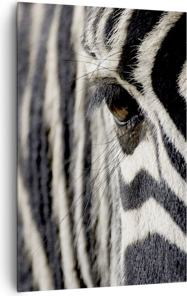 Bild auf Leinwand - Leinwandbild - Einteilig - Zebra Streifen Tierwelt Safari - 80x120cm - Wand Bild - Wandbilder - Leinwanddruck - Wanddekoration ...
