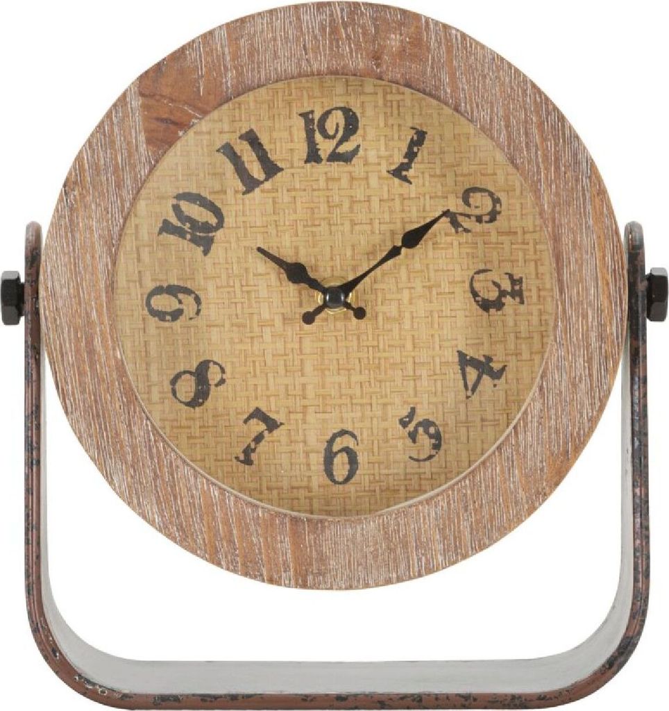 Mauro Ferretti Tischuhr Rund 23,5x7x24 cm braun
