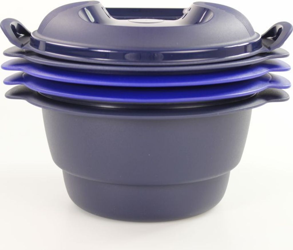TUPPERWARE Mikrowelle Micro Urban Millennial 2,0L dunkelblau rund Dampfgarer