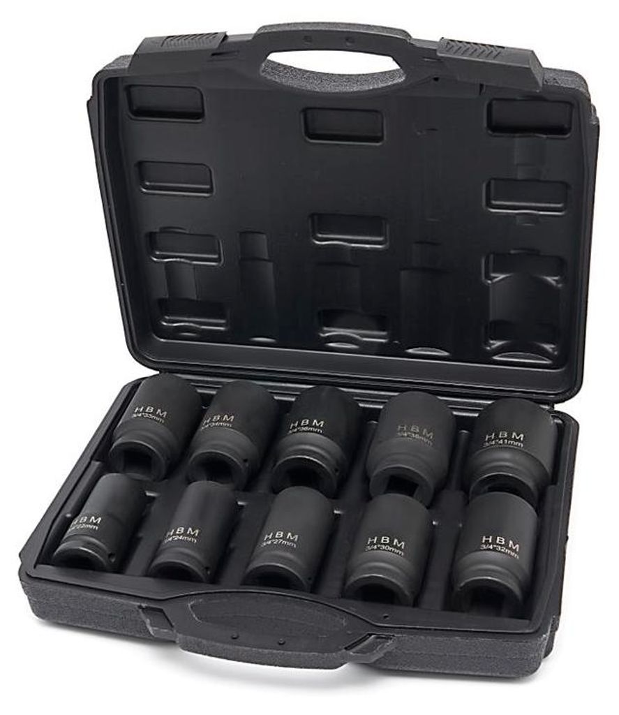 HBM Schlagschrauber-Steckschlüsselsatz, große Größen 3/4 Zoll, 10-teilig