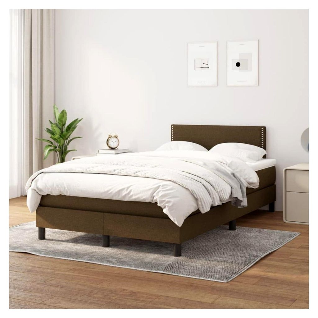Lattenrost mit Matratze, Dunkelbraun, 120 x 200 cm, Plattformbett mit Lattenhalter, einfache Montage für Schlafzimmer, Erwachsene