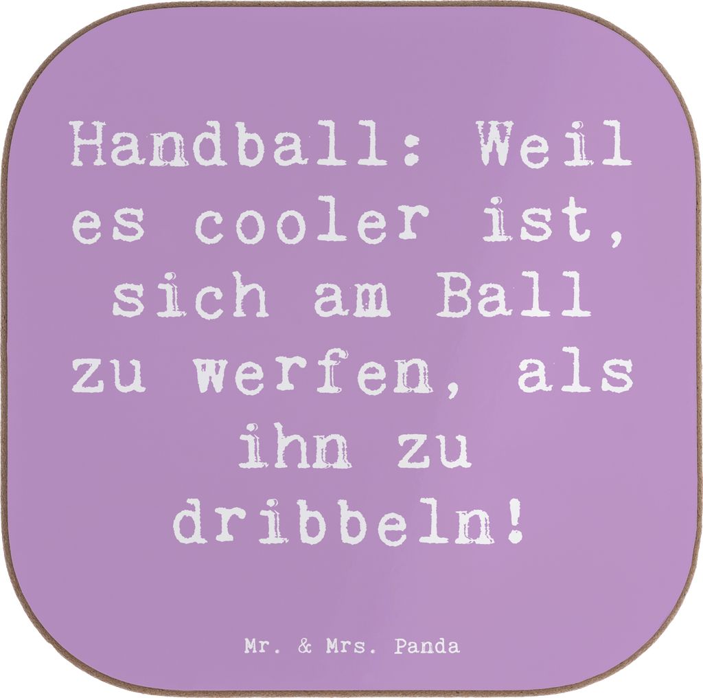 Mr. & Mrs. Panda Untersetzer für Gläser Spruch Handball Action - Lavendeltraum - Geschenk, Sportler, Sport, intensiver, Tasse, Tee, Sportart, bie...