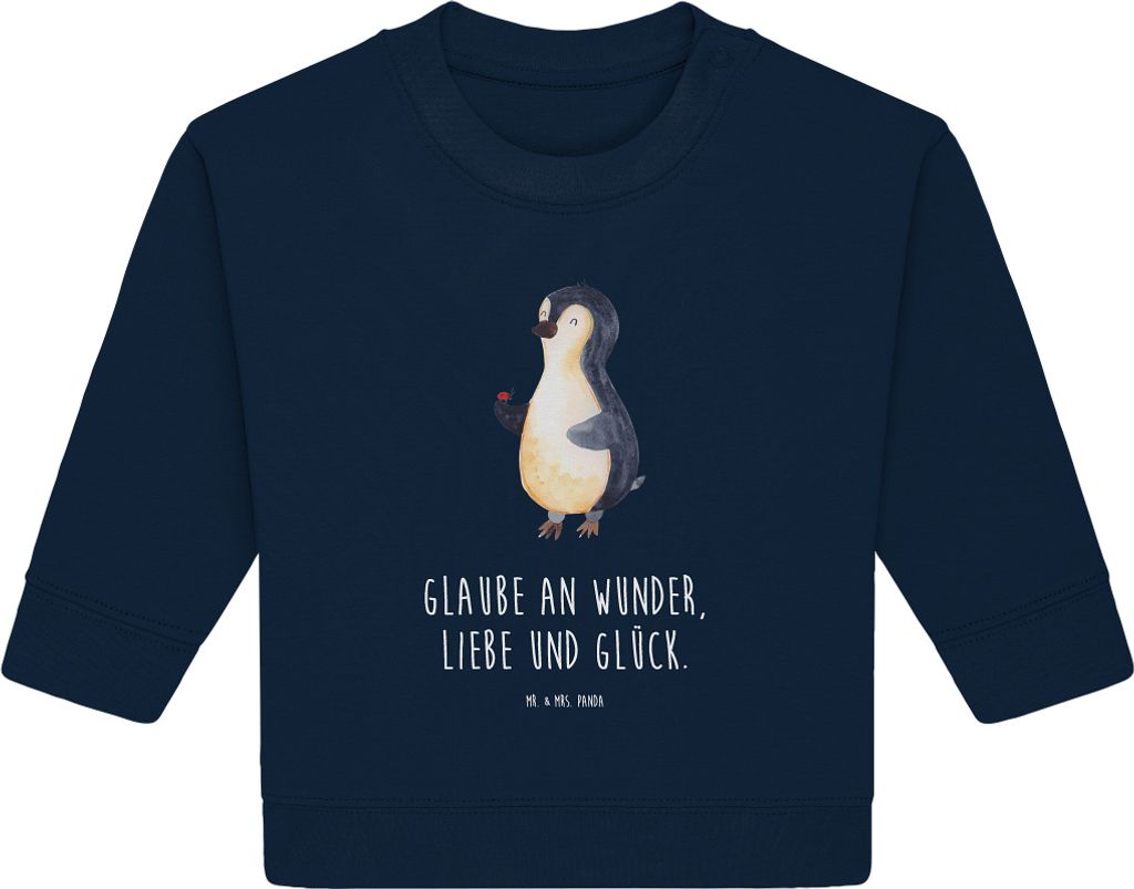 Mr. & Mrs. Panda Organic Baby Pullover Pinguin Marienkäfer 12. - 18. Monat - French Navy - Geschenk, Kleine Wunder, Bullover, Aufmerksam, Glück, ...