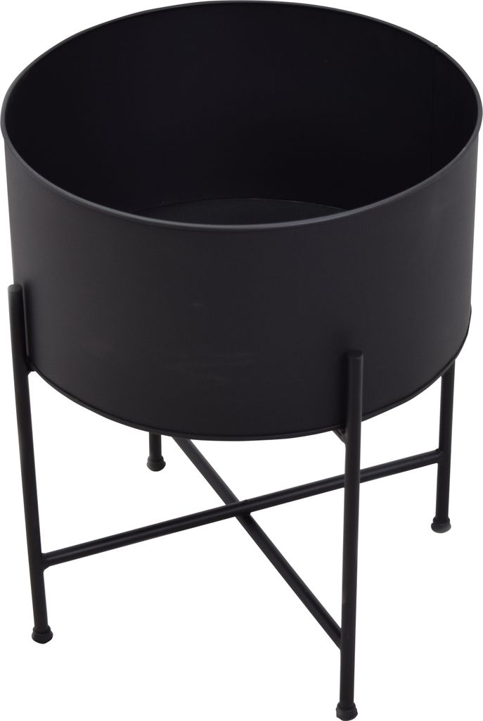 LOFT42 Flora Blumentopf rund - Metall - Schwarz - Ø40