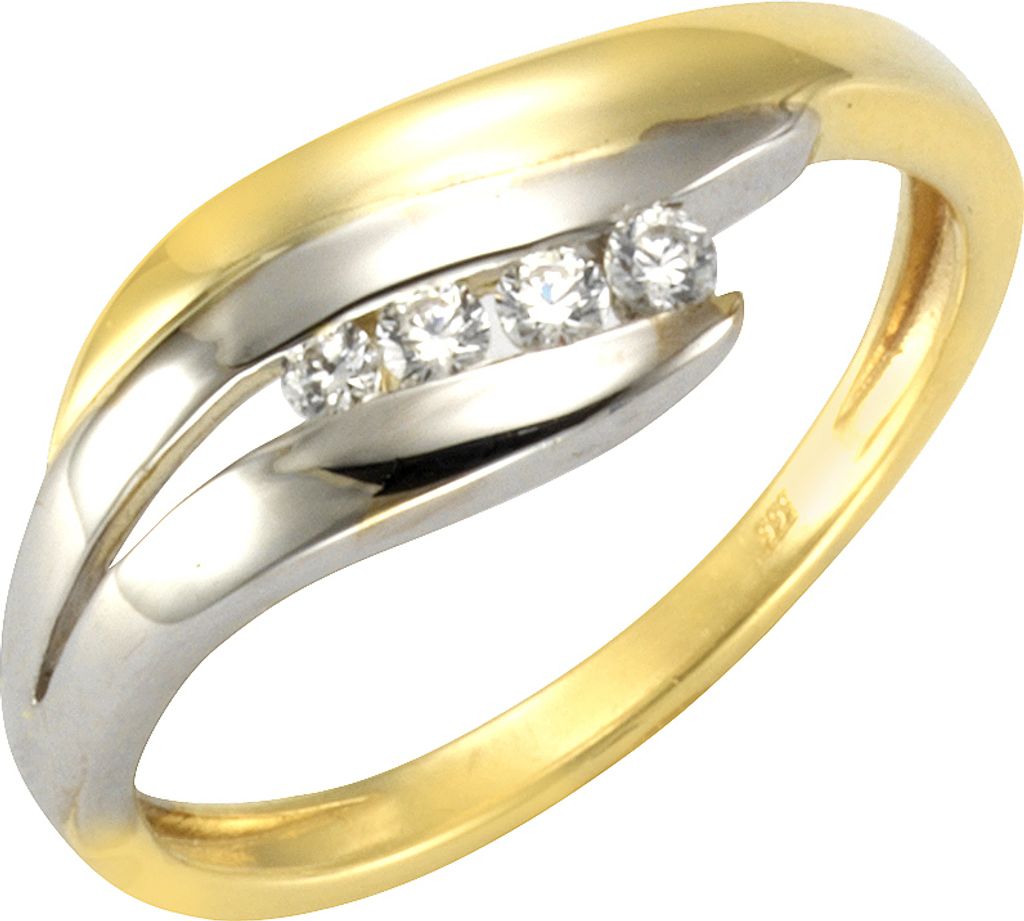 F Ring 333/- Gold mehrfarbig 058 (18,5) Zirkonia weiß 371370482