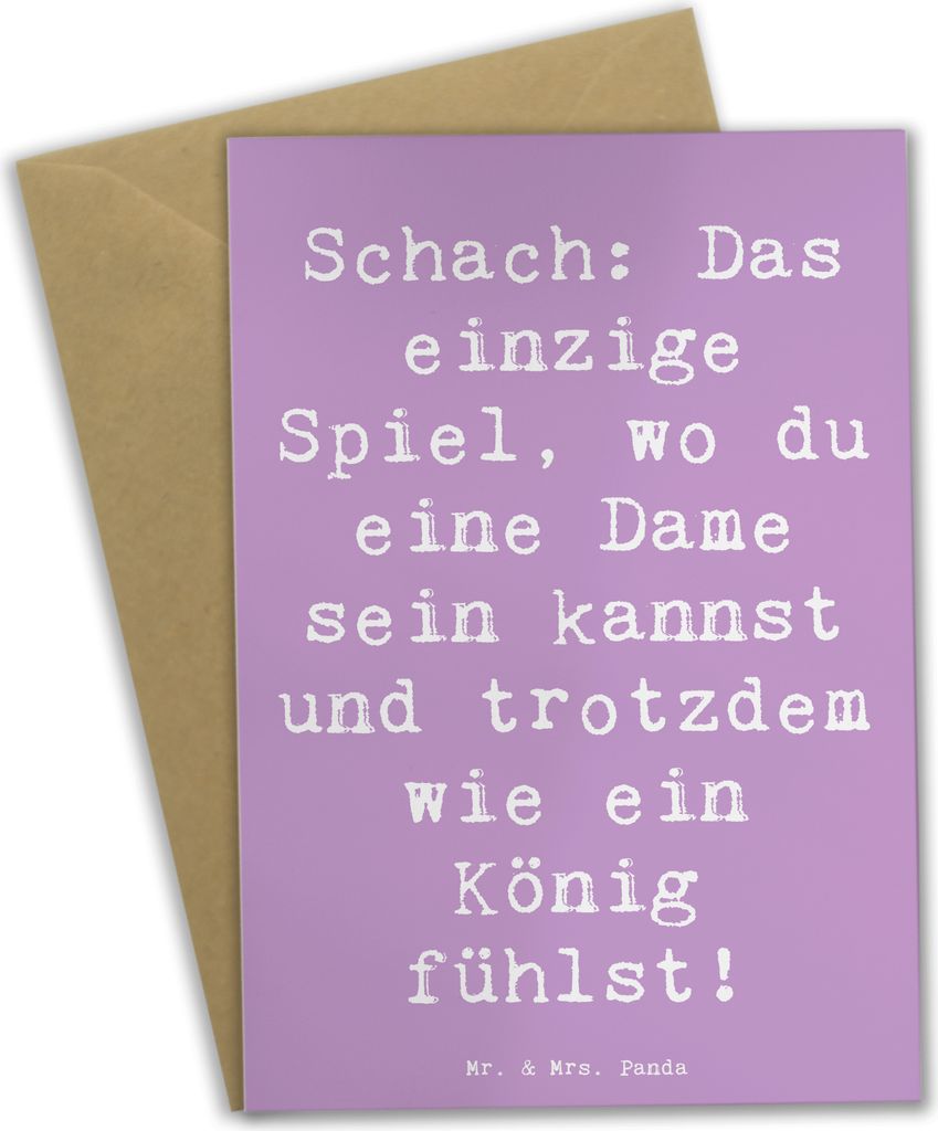 Mr. & Mrs. Panda Glückwunschkarte Spruch Schach Dame und König - Lavendeltraum - Geschenk, Sportler, osterkarte, weihnachtskarten, Teamsport, hoc...