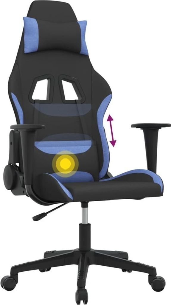 vidaXL Gaming-Stuhl mit Massagefunktion Schwarz und Blau Stoff