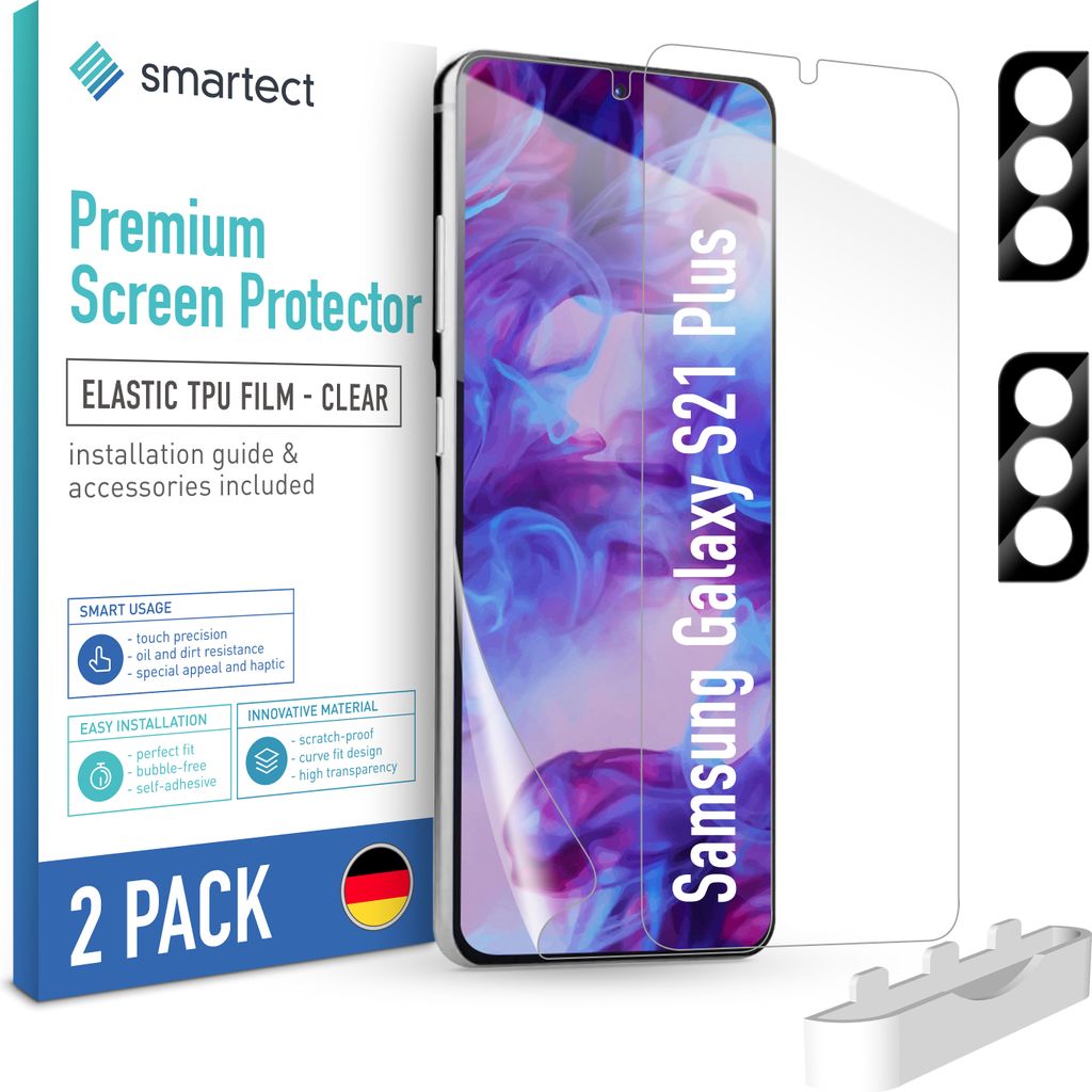 2x TPU Schutzfolie Klar für Samsung Galaxy S21 Plus 2x Kameraschutz Panzerfolie
