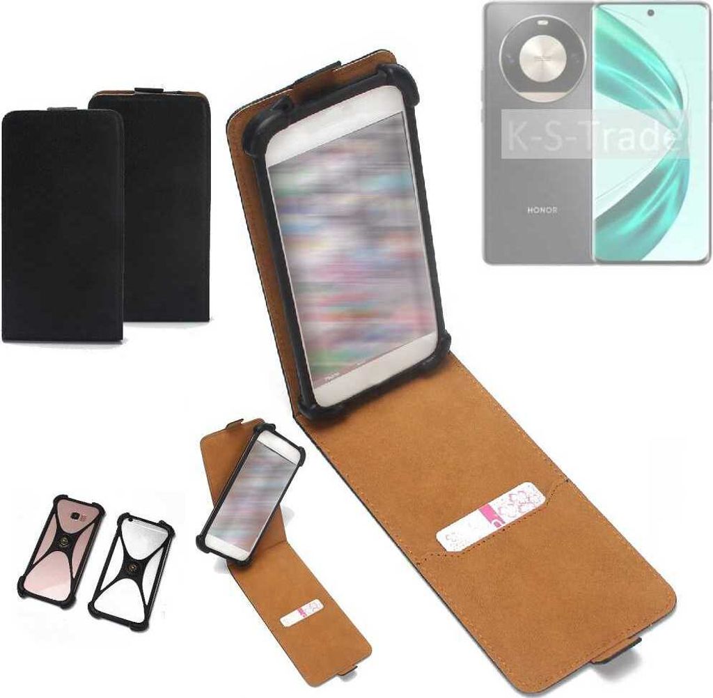 K-S-Trade Handyhülle Schutzhülle kompatibel mit Honor X50 Pro Hülle Case Cover Flip Style Bumper schwarz 1x