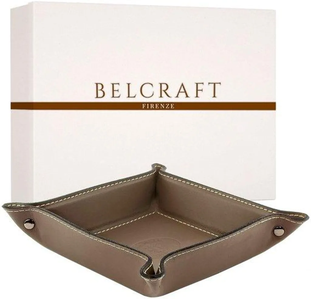 Sac à main italien en cuir taupe 19x19 cm avec son coffret cadeau chic