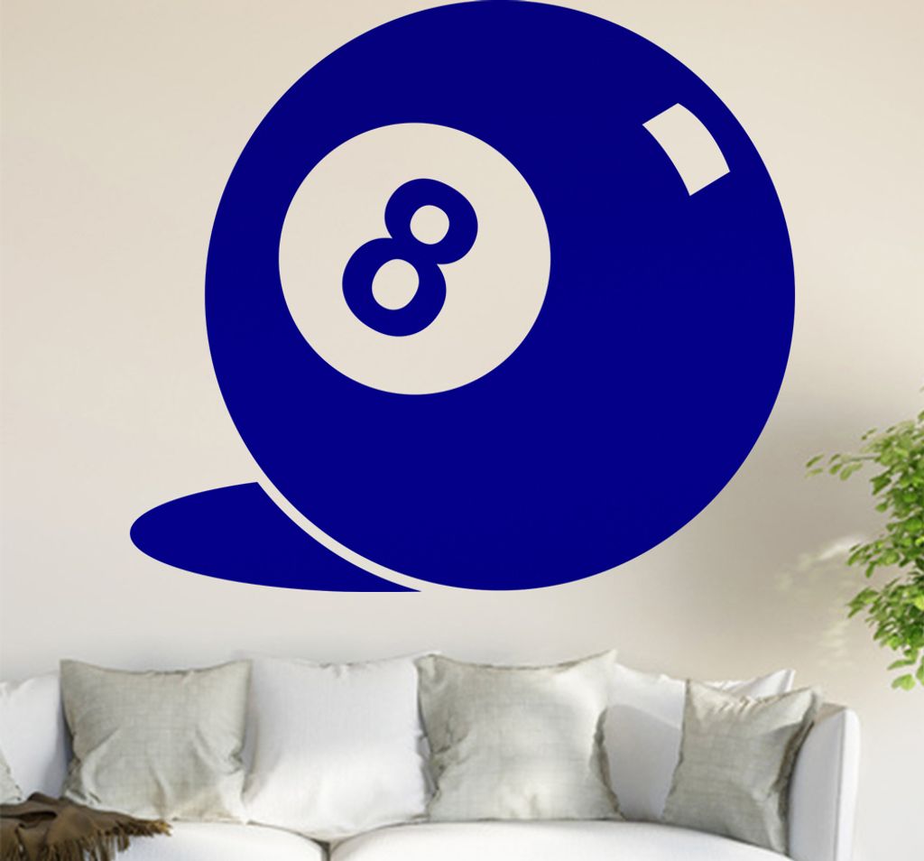Billard Kugel 8 Wandtattoo in 6 Größen - Wandaufkleber Wall Sticker - Dekoration, Küche, Wohnzimmer, Schlafzimmer, Badezimmer