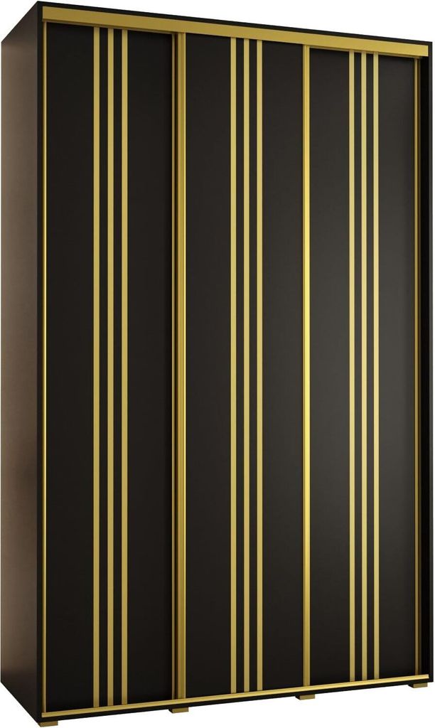 MEBLE KRYSPOL Davos 6 Schrank, drei Türen - 235,2x150x45 cm - Schwarz Schwarz Gold
