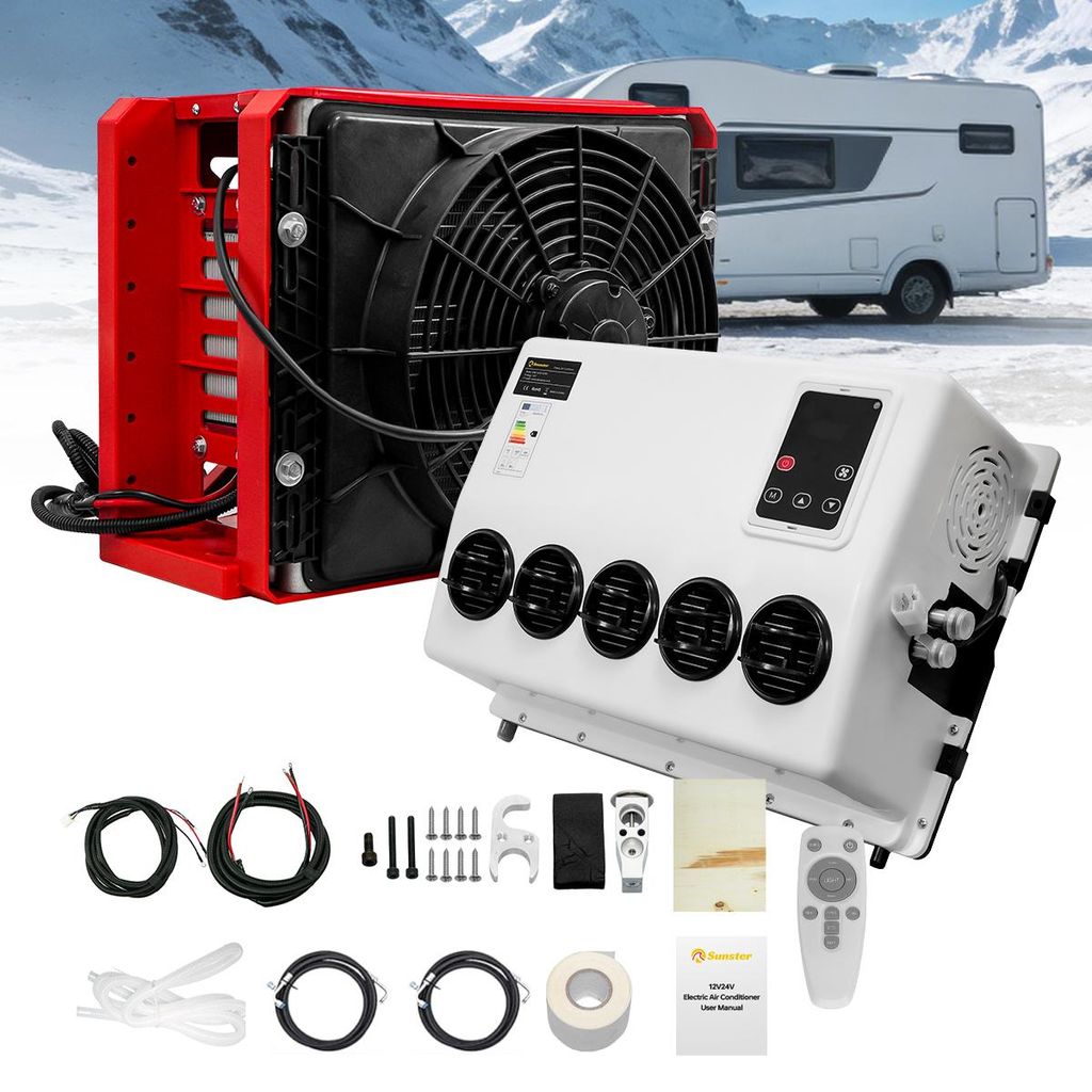 Sunster 12V Klimaanlage für das Parken – Kühlsystem für Lkw, Wohnmobil, Van und Wohnwagen, Wohnwagen-Zubehör