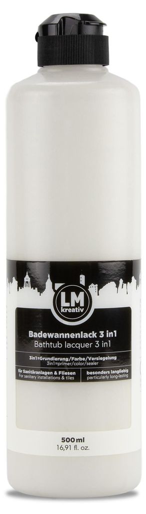 LM-Kreativ Badewannenlack 3in1 500 ml, Weiß wie Kalk – Produktbild 