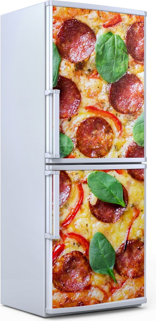 Kühlschrankdekoration 60x180 cm Aufkleber auf dem Kühlschrank - Peperoni Pizza