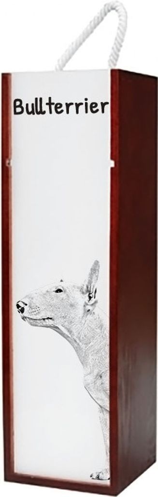 Bull Terrier, Bullterrier - Weinbox mit Hund, Alkoholbox mit Grafik, personalisierte Geschenkbox der Marke Art-Dog
