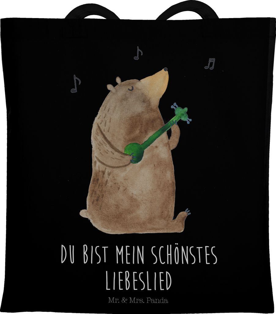 Mr. & Mrs. Panda Beutel Bär Lied - Schwarz - Geschenk, Freundin, Spruch, Frau, Jutebeutel, Valentinstag, festivaltasche, Tasche, Teddy, Schultasch...