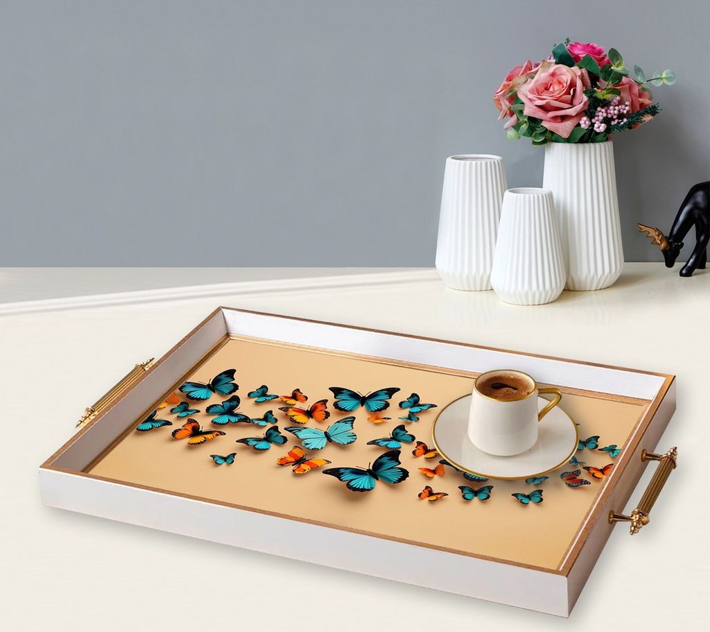 Evila Originals, TPB9933, Tablett, Mehrfarbig, 100 % GLAS, 50 x 29 x 3,5 cm