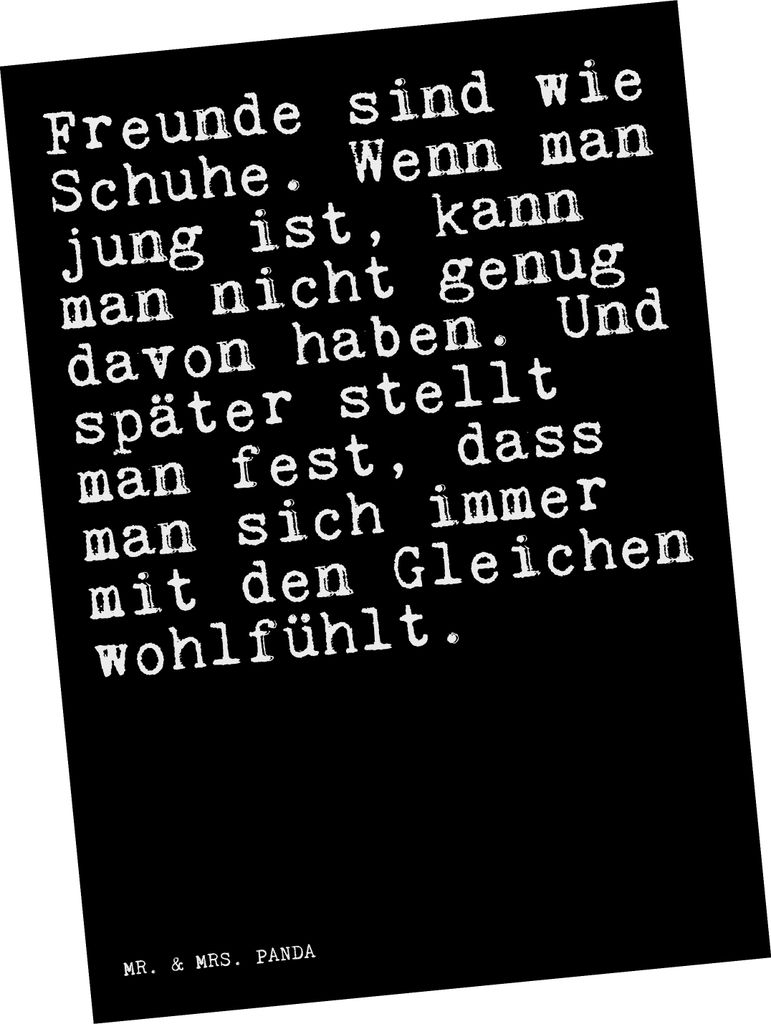 Mr. & Mrs. Panda Postkarte Freunde sind wie Schuhe.... - Schwarz - Geschenk, beste Freundin, Liebe, Sprüche, bester Freund, Fotokarte, bildkarte, ...