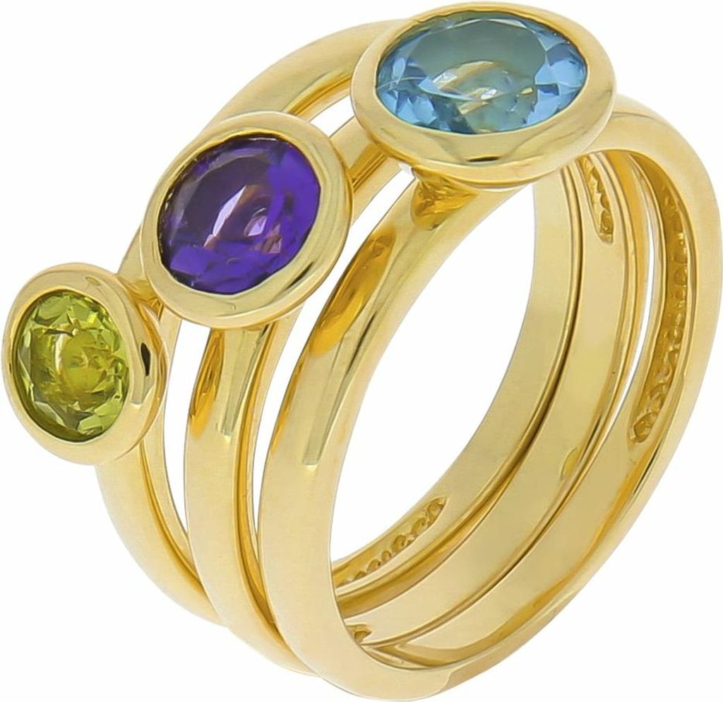 Zeeme Gemstones Ring-Set 925/- Sterling Silber gelb 056 (17,8) Blautopas beh. blau 360272290V