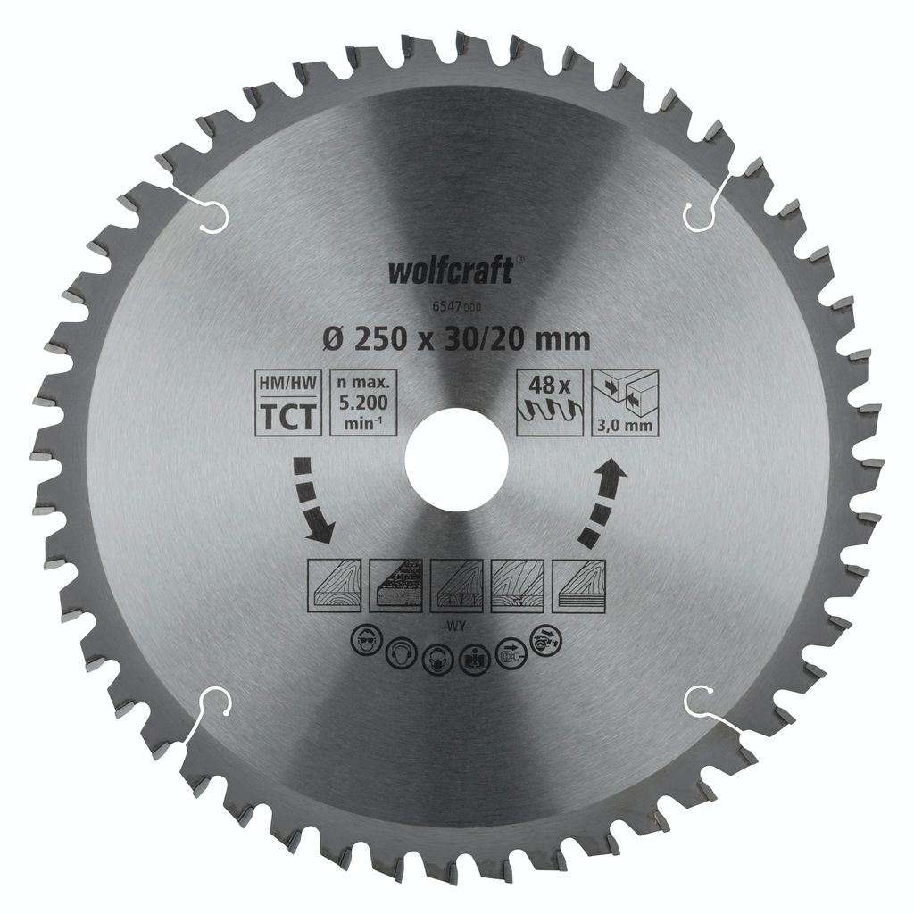 wolfcraft 1 Kapp/Gehr.sägeblatt HM 48 Zähne ø250mm - 6547000