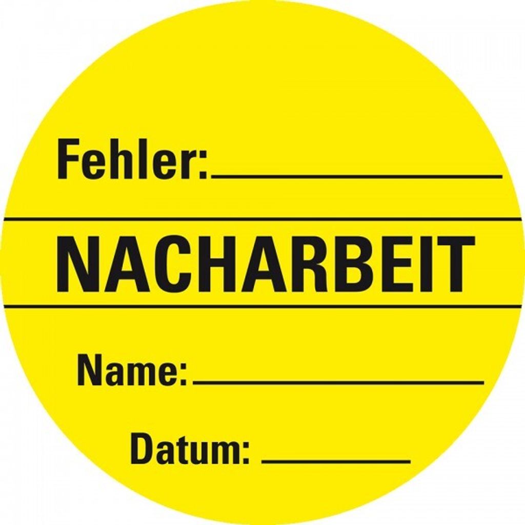 Dreifke Aufkleber I Organisationsetikett Nacharbeit, gelb, Haftpapier, ablös...