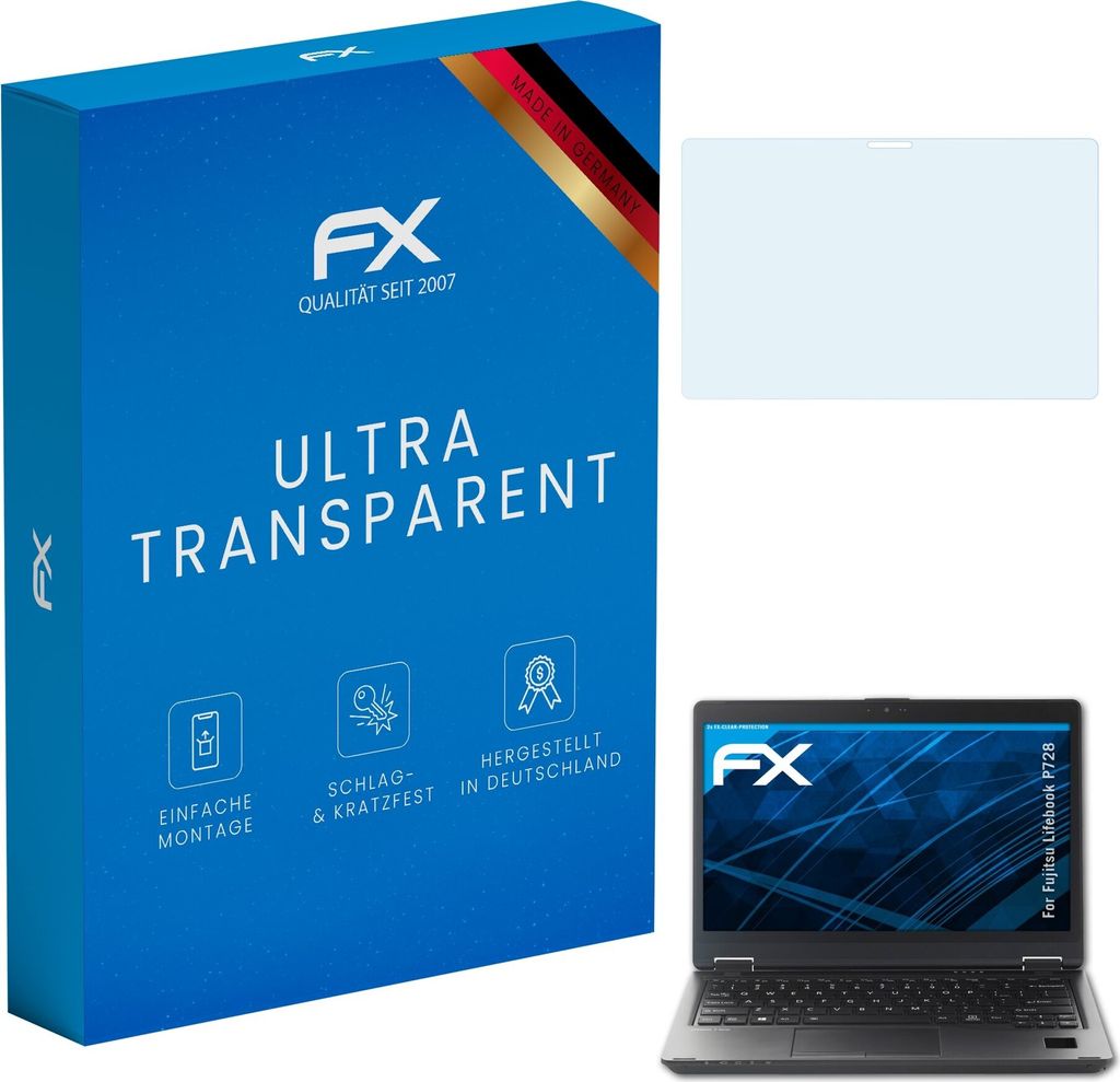 atFoliX FX-Clear 2x Schutzfolie kompatibel mit Fujitsu Lifebook P728 Displayschutzfolie