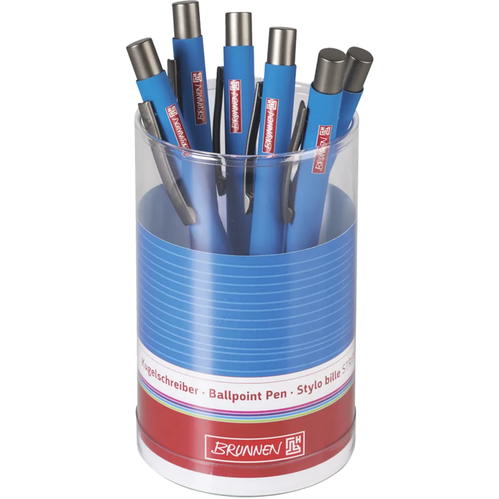 Stylo à bille anti-glisse azur BRUNNEN 14 cm : finies les mains fatiguées