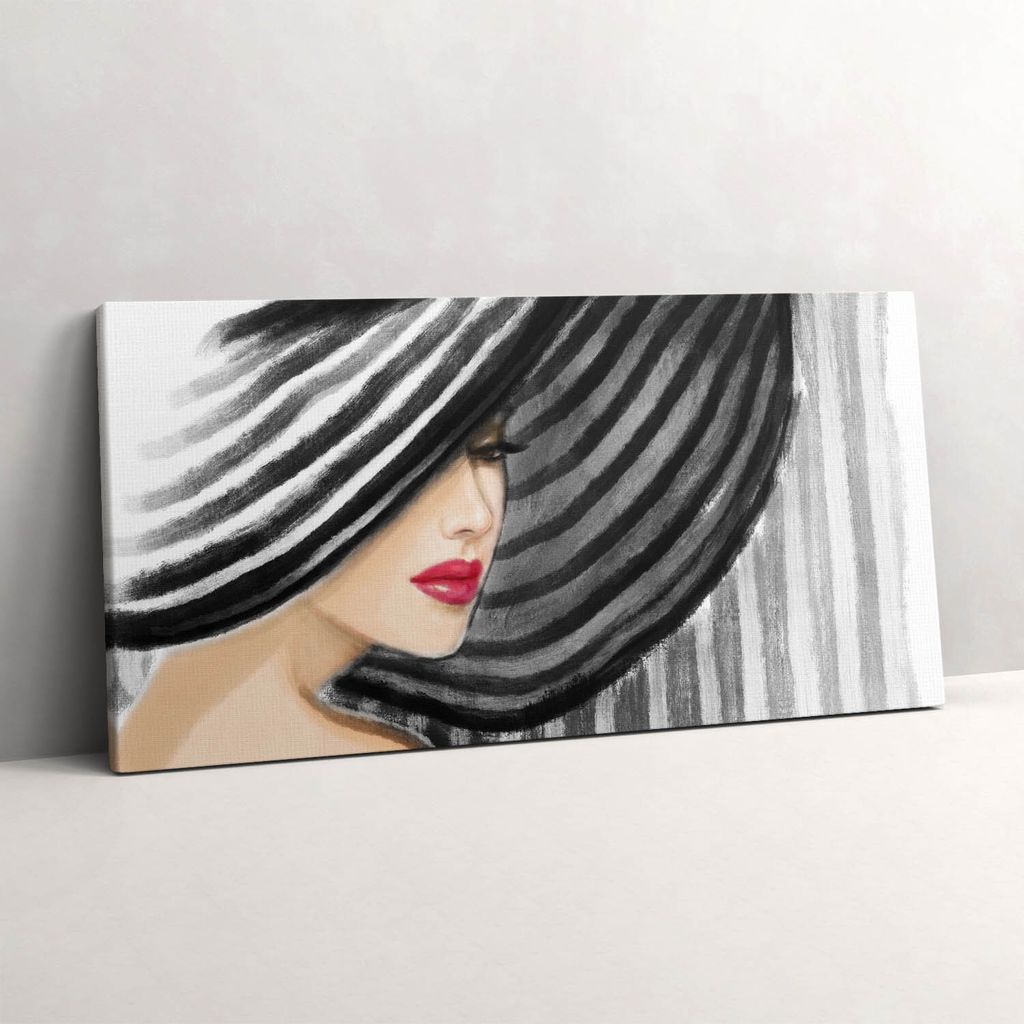 Frau mit Hut – Leinwandbild Wandbild – 120x60 cm – Leinwandbilder – Wandbilder – Schlafzimmer – Flur