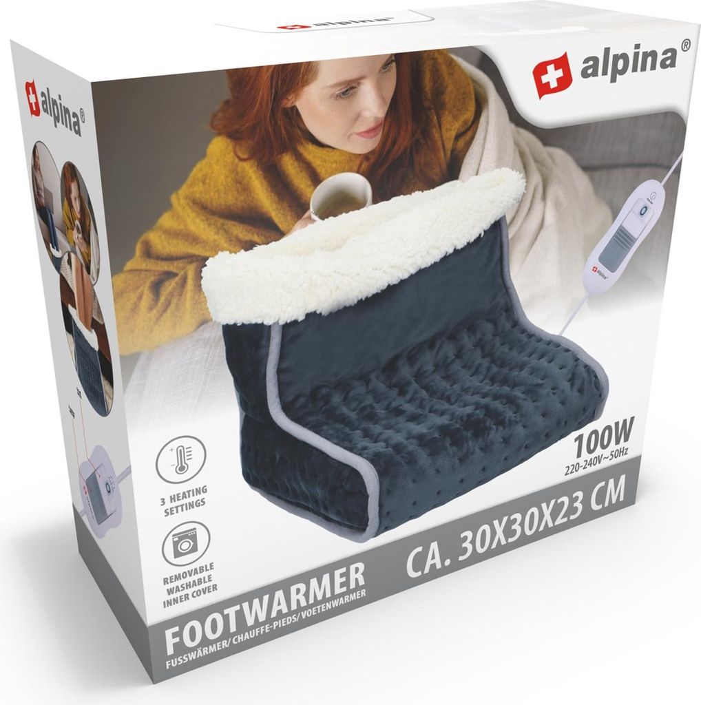 Alpina Elektrische Voetenwarmer 30x30x23 cm Grijs/Wit Produktbild 