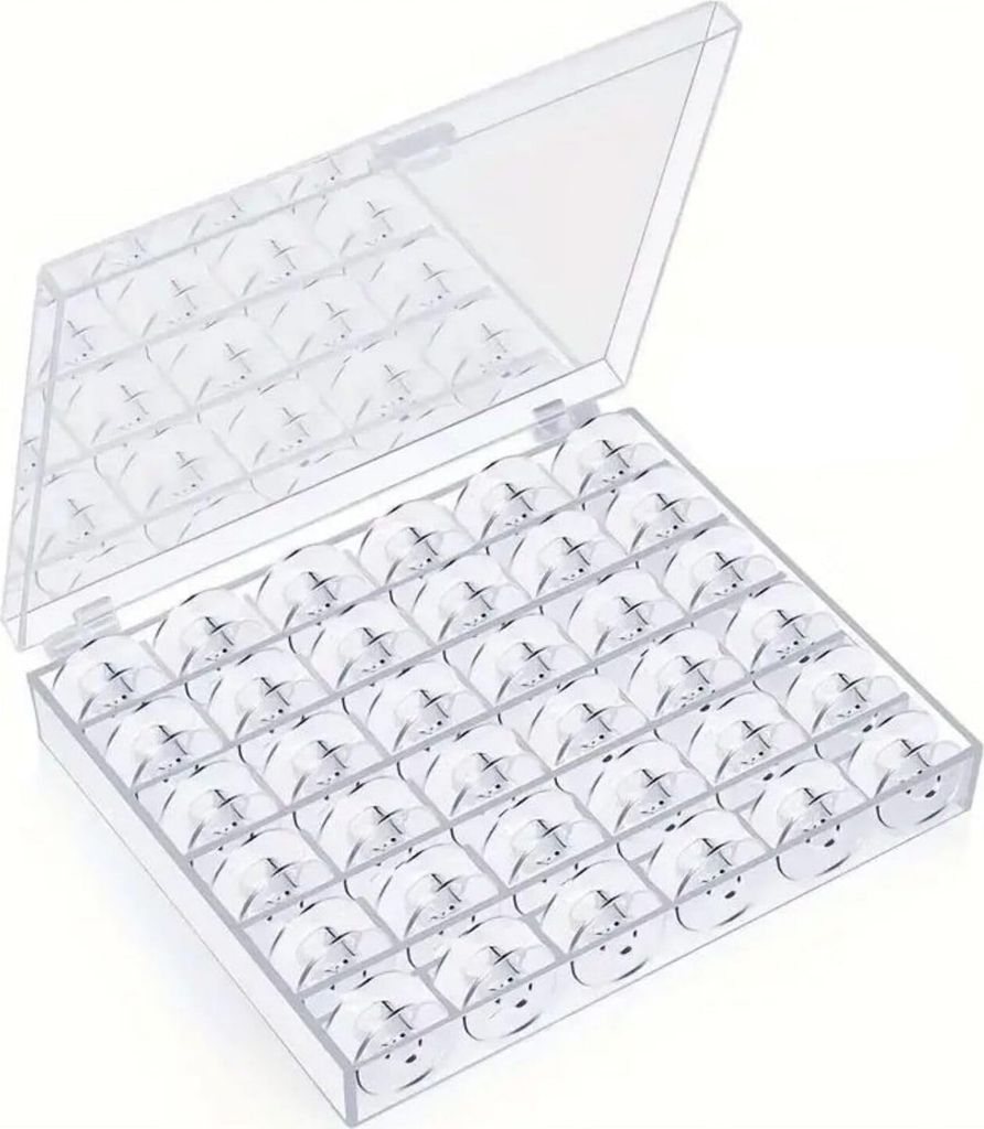 36 Stück Nähmaschinen Spulen Set mit Aufbewahrungsbox, Transparent Spulen Nähmaschine mit Spulenbox, Unterfadenspulen Kunststoff-Nähspule für ...