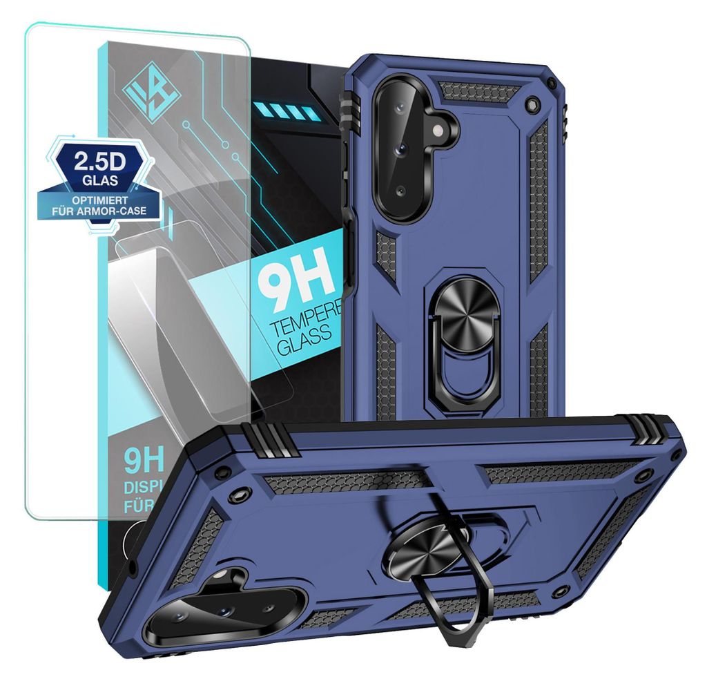 Armor Outdoor Handyhülle für Samsung Galaxy A17 / A17 5G Handy Panzer Case Schutzhülle mit 9H Displayglas Displayschutz Farbe: Blau