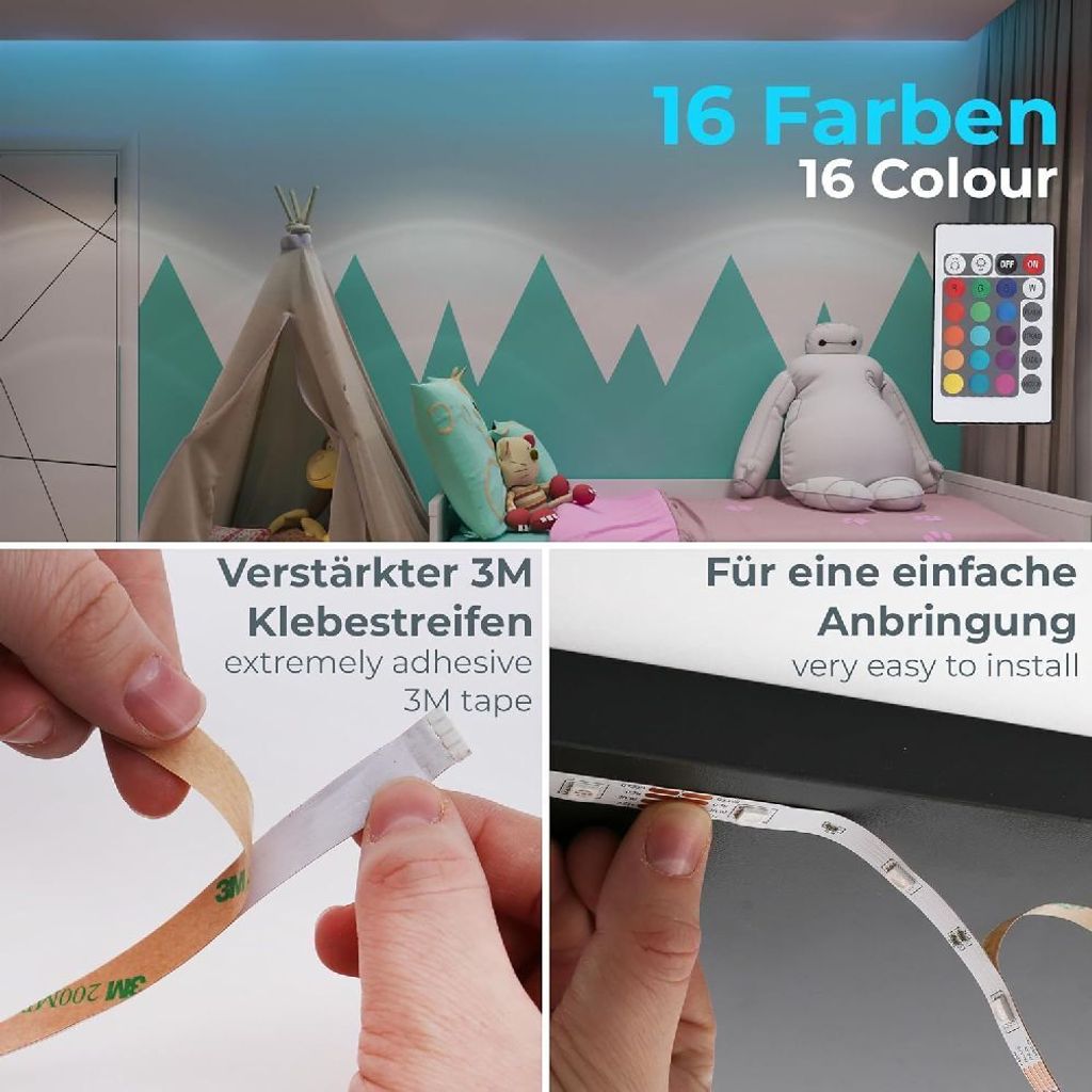B.K.Licht 5m LED pás RGB svetelný pás zmena farby diaľkové Obrázok produktu 15