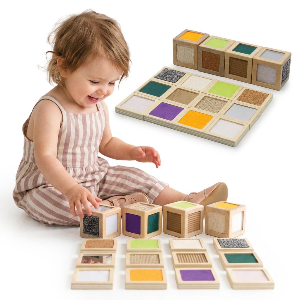 Mamabrum - Jeu sensoriel Montessori en bois : 4 cubes et 12 Image du produit 