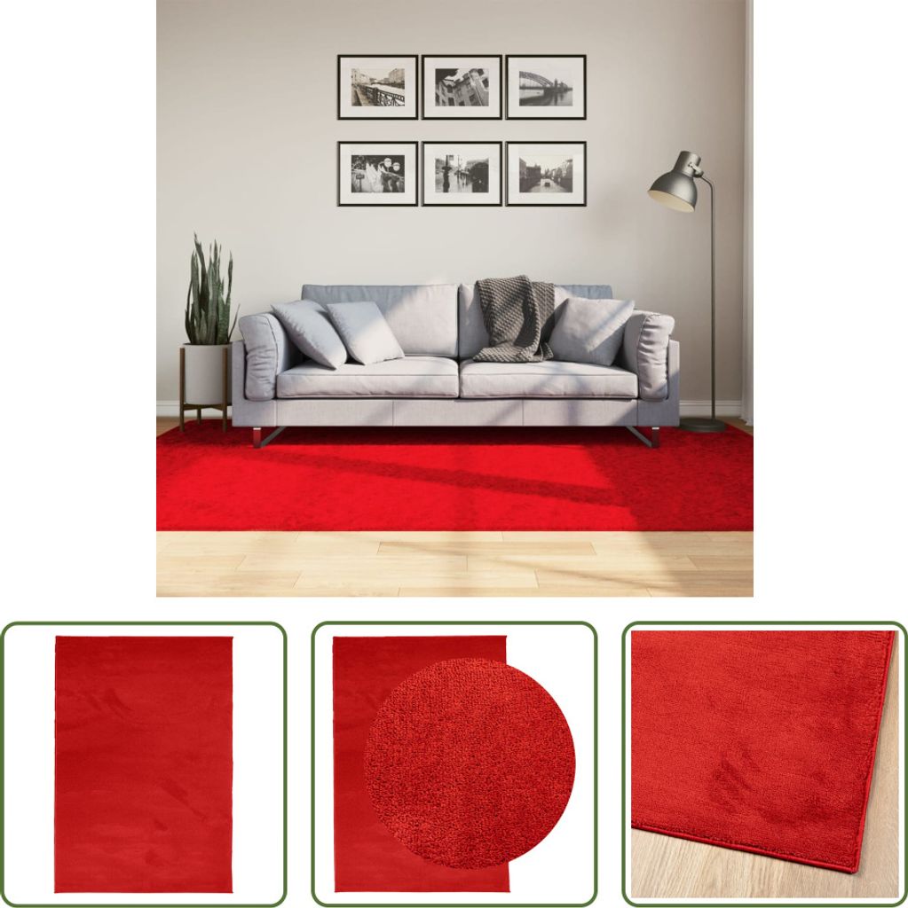 The Living Store Teppich OVIEDO Kurzflor Rot 160x230 cm