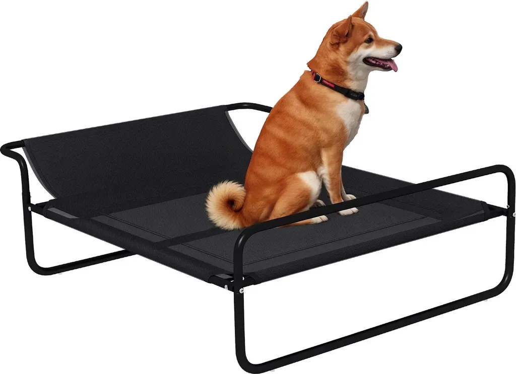 Couchette pour chien respirante avec structure acier et tête inclinée