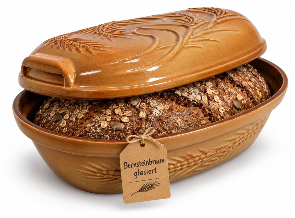 KERAZO 4,5 Liter Brotbackform mit Deckel und Getreidemuster Produktbild 