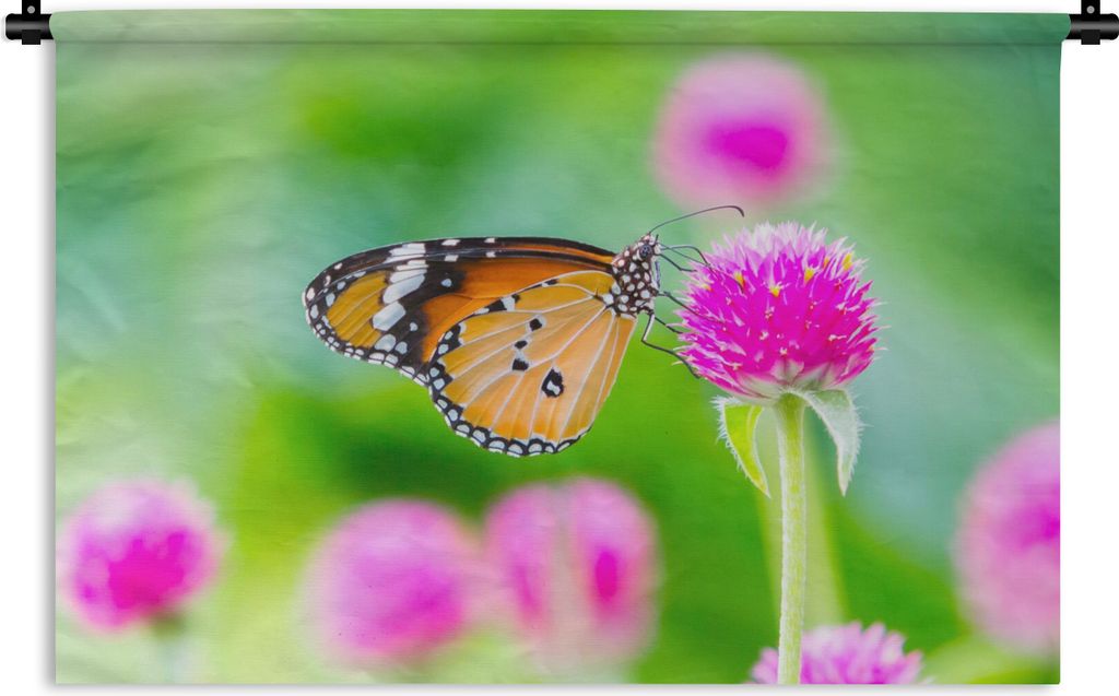 MuchoWow Wandteppich Wandbehang Landleben - Schmetterling - Distel - Blume 60x40 cm Tapisserie Dekoration Wandtuch - Wanddekorationen
