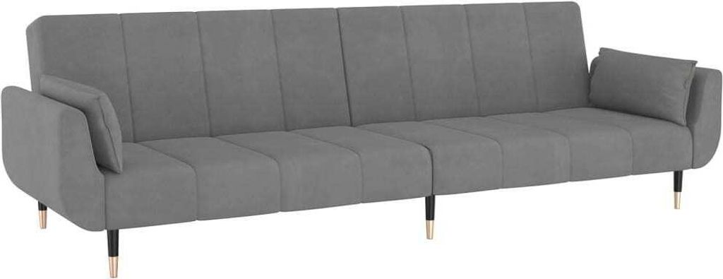 vidaXL Schlafsofa 2-Sitzer mit 2 Kissen Hellgrau Samt