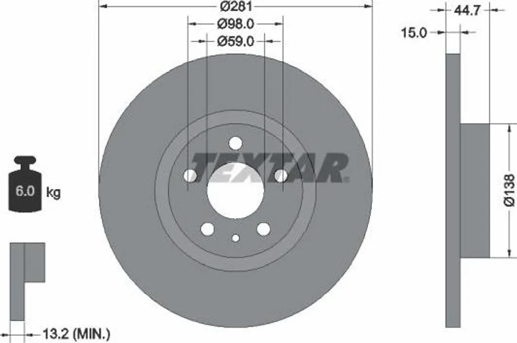 Disque de frein haute performance TEXTAR 92096400, sécurité OE garantie