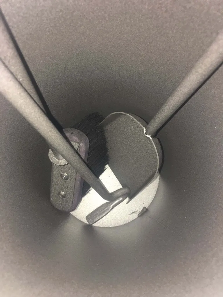 Serviteur de cheminée design anthracite inox avec bac de rangement