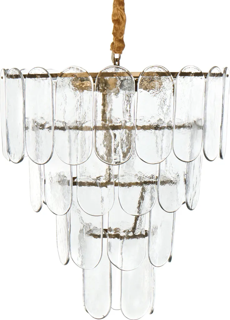 Lustre en Métal Laiton et Verre ⌀ 48 cm - Finition Glamour Dorée