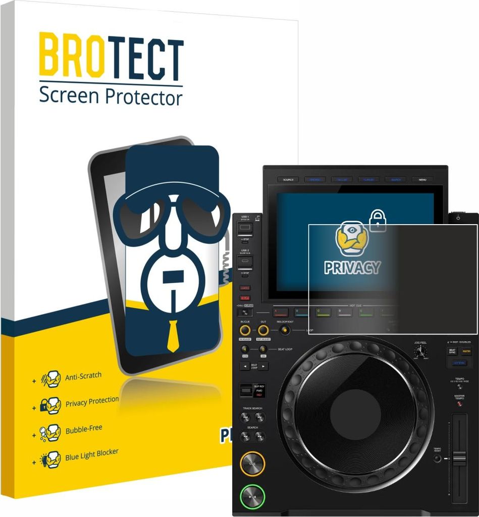 BROTECT Sichtschutzfolie für Pioneer CDJ 3000X Anti-Spy Privacy Sichtschutz Blickschutz Folie Blaulicht-Schutz