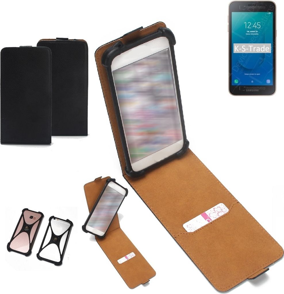 K-S-Trade Handyhülle Schutzhülle kompatibel mit Samsung Galaxy J2 Core 2020 Hülle Case Cover Flip Style Bumper schwarz 1x