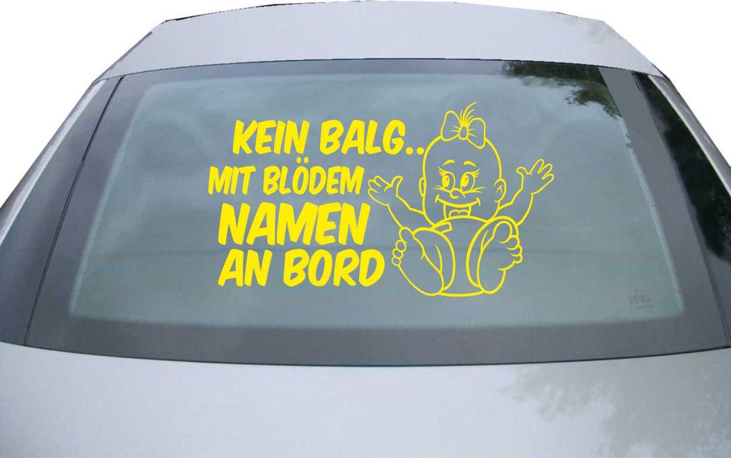 Indigos UG - Aufkleber Heckscheibe & Motorklappe DE7001 - gelb - 600x337 mm - Kein Balg an Bord - Auto Scheiben Fenster Heckklappe Tuning Racing JD...
