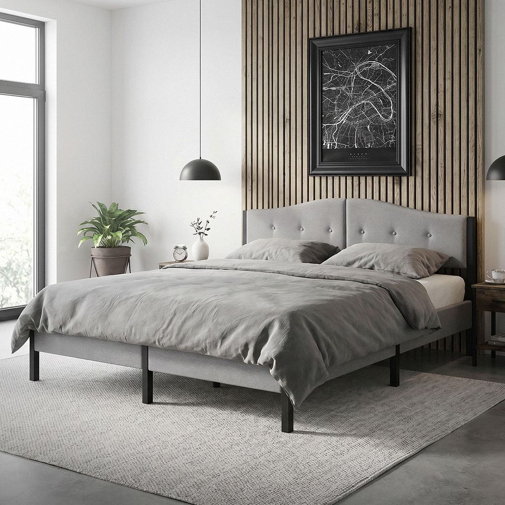 ML-Design Polsterbett 180x200 cm Grau Doppelbett mit Produktbild 