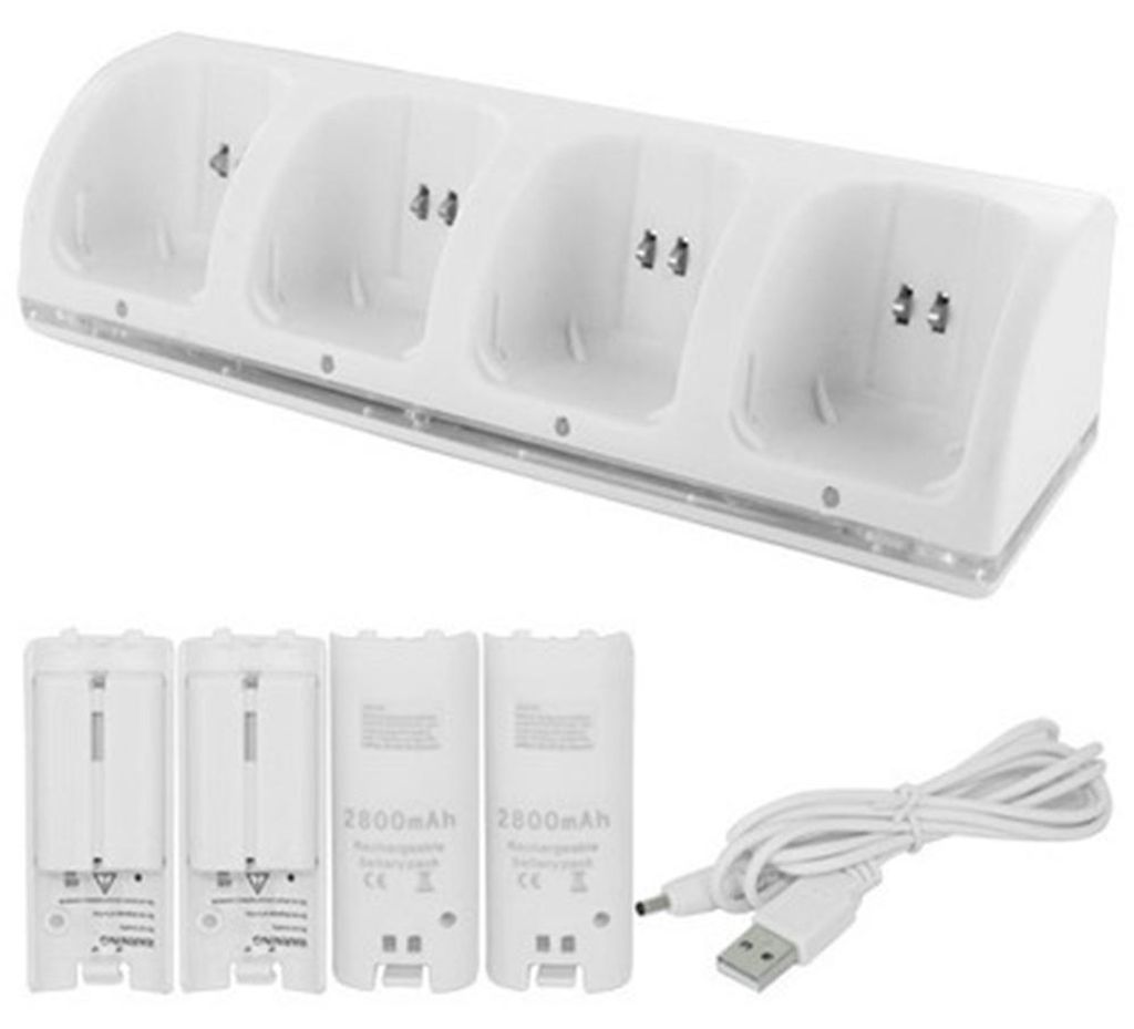 Nabíječka pro ovladače Wii, nabíjecí stanice 4 v 1 s 4 Obrázek produktu 